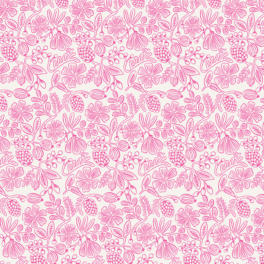 Imagen del producto: Tela Rifle Paper "Moxie floral" rosa neón, algodón - 50 x 55 cm