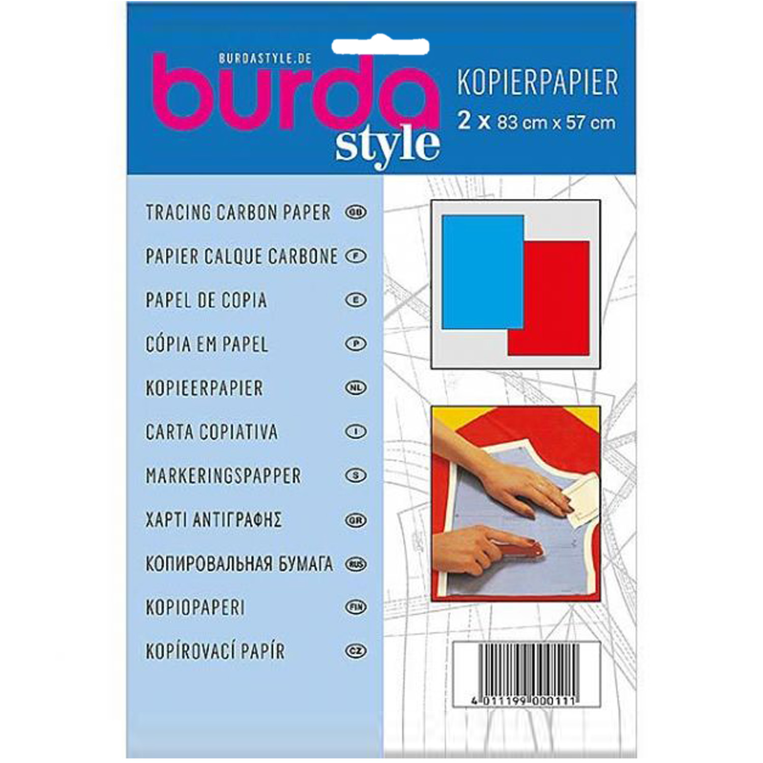 Imagen del producto: Papel de copia/calco Burda: azul y rojo