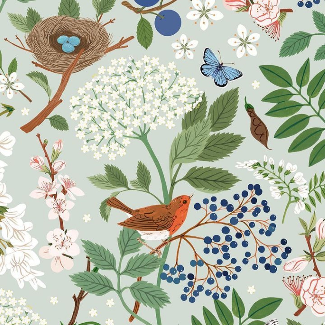 Imagen del producto: Tela Birch Fabrics "Flowering Trees Day", algodón - medio metro