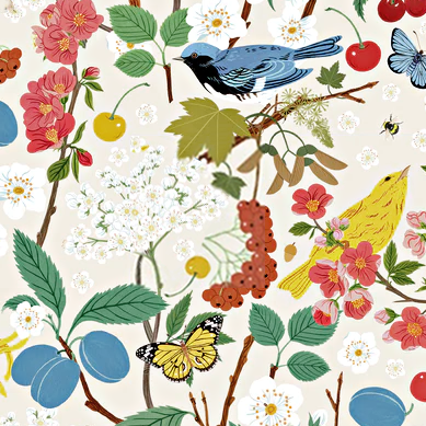 Imagen del producto: Tela Birch Fabrics "Tree Chatter", algodón - medio metro