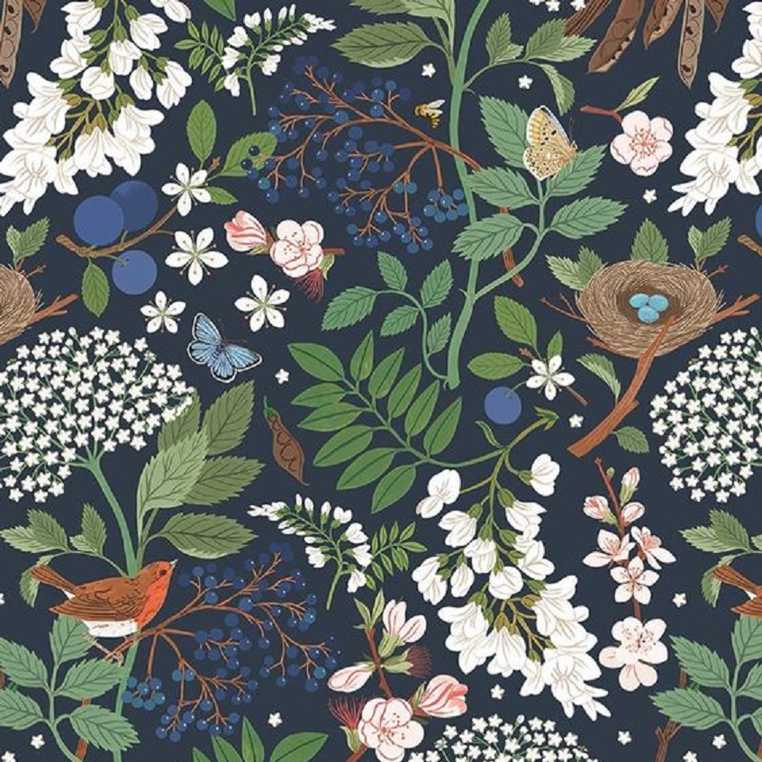 Imagen del producto: Tela Birch Fabrics "Flowering Trees Night", algodón - medio metro