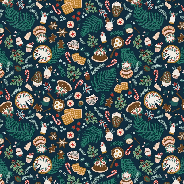 Imagen del producto: Tela RJR Fabrics  "Merry Memories - Christmas Feast" algodón  - medio metro