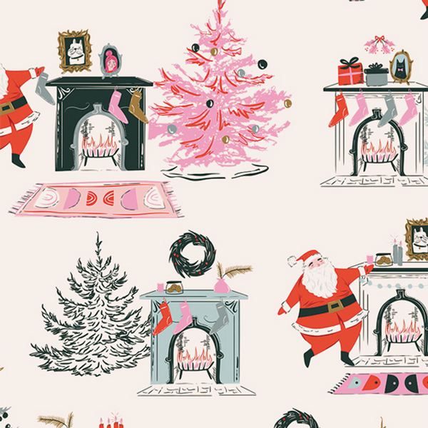 Imagen del producto: Tela Art Gallery Fabrics  "Christmas in the City - Down the Chimney" algodón  - medio metro